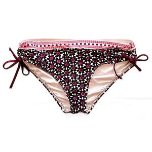 Kate Spade Bikini BOTTOM Women L Swim Suit Coronado Beach Brown Pink Preppy